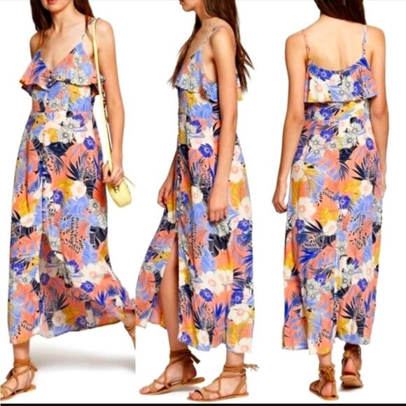 SANCTUARY | Isabella Tropicana Papaya Love Floral Maxi Dress Women’s Size XS - Picture 1 of 12